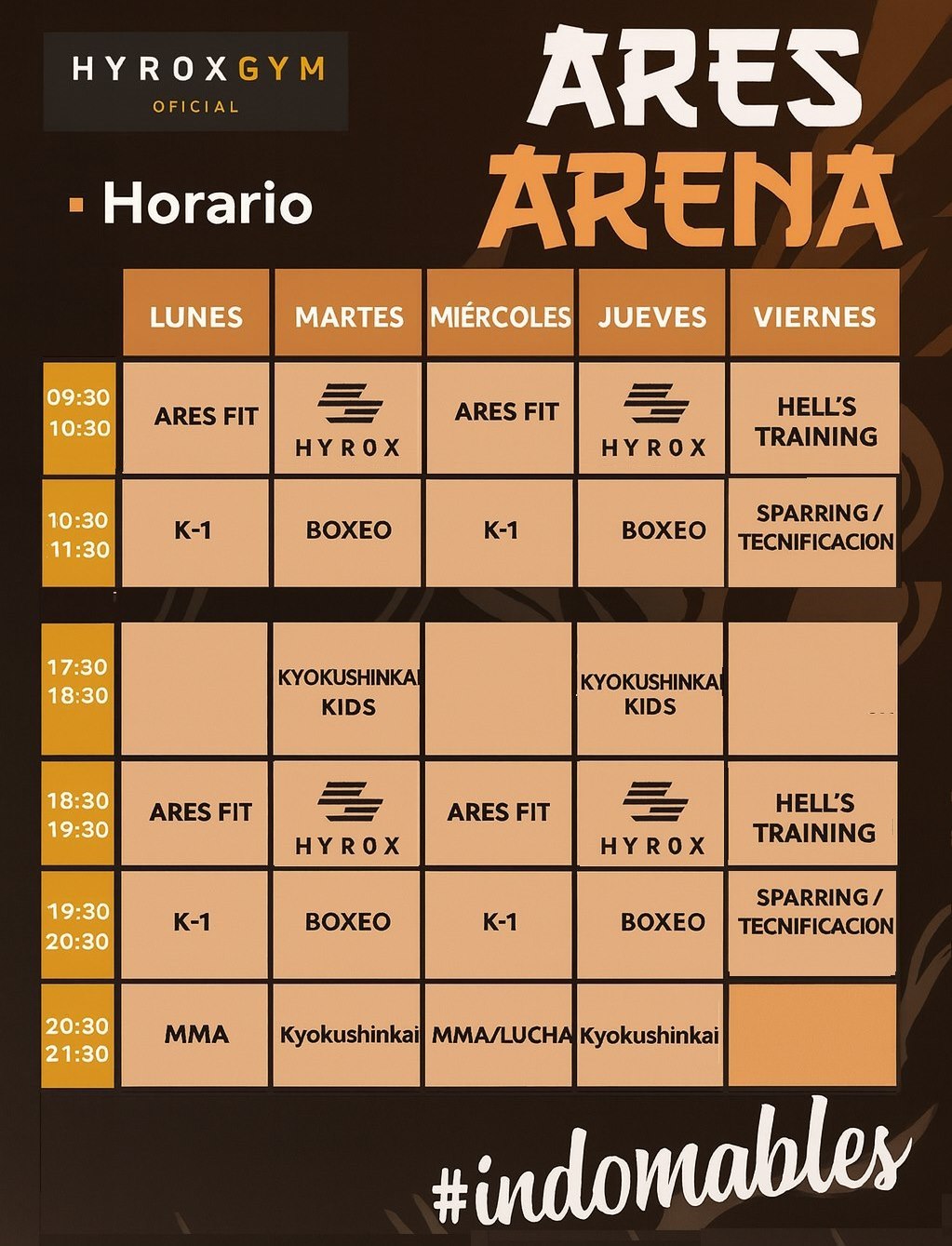 Ares Arena Horario 2026 Boxeo Hyrox MMA Kyokushin